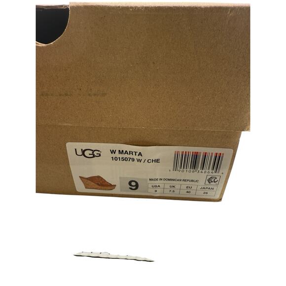 UGG Marta High Wedge Sandals Chestnu Soft Suedet Size 9 1015079 NWB - Picture 12 of 12